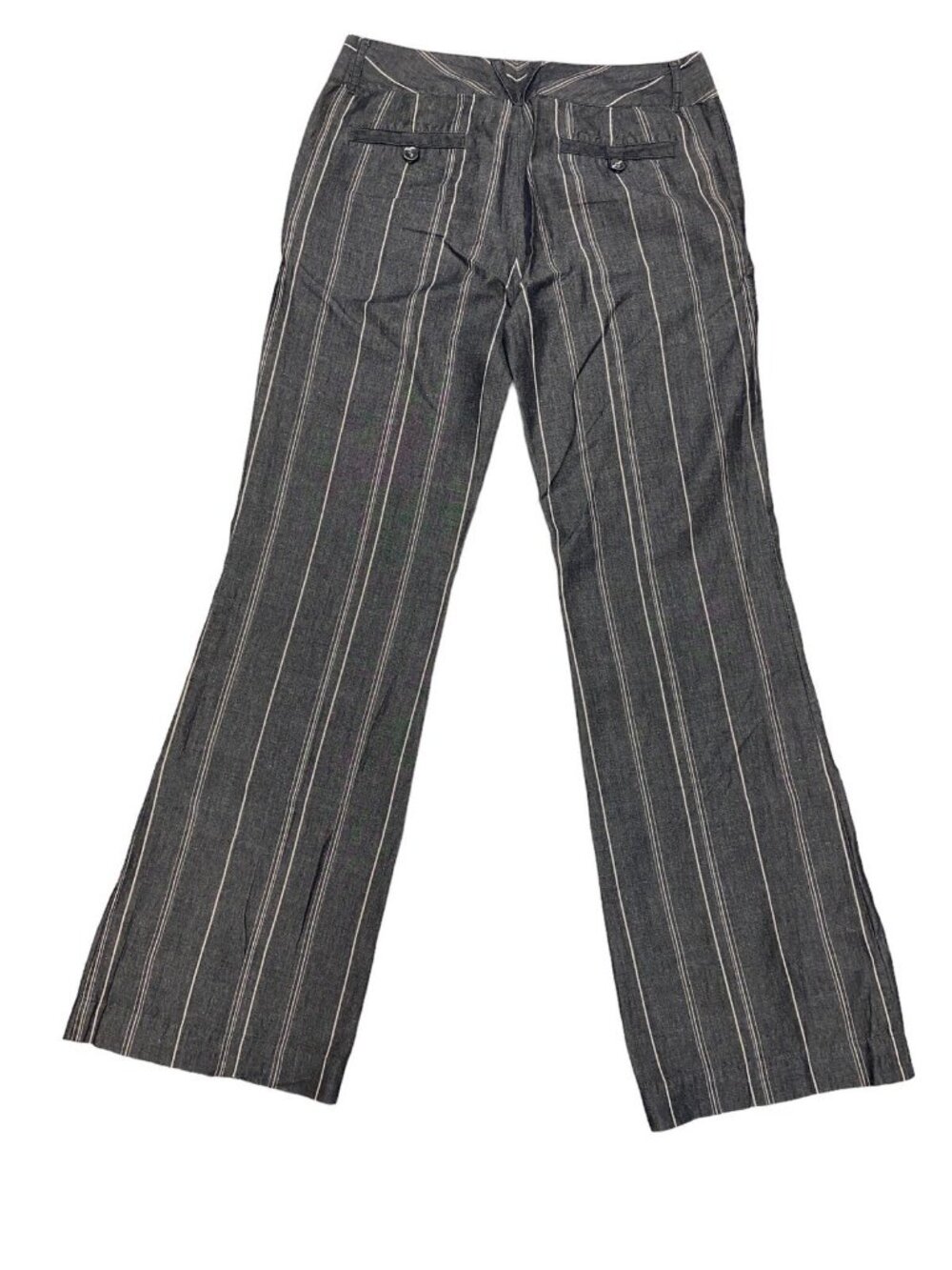 CALVIN KLEIN Linen Blend Pants Charcoal & Beige Stripe Wide Leg Size 4